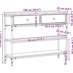 vidaXL - Sidetable met 2 lades 2 schappen - Artisanall eiken - 100x25x75 cm