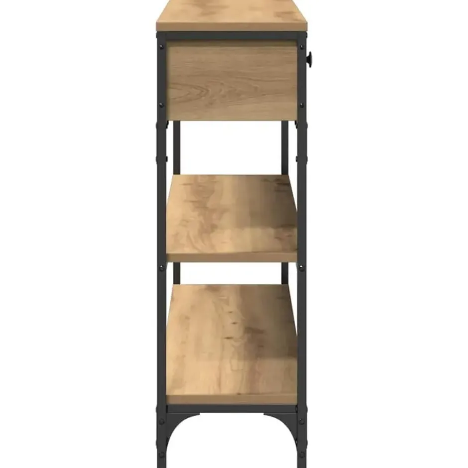 vidaXL - Sidetable met 2 lades 2 schappen - Artisanall eiken - 100x25x75 cm