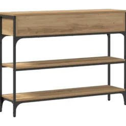 vidaXL - Sidetable met 2 lades 2 schappen - Artisanall eiken - 100x25x75 cm