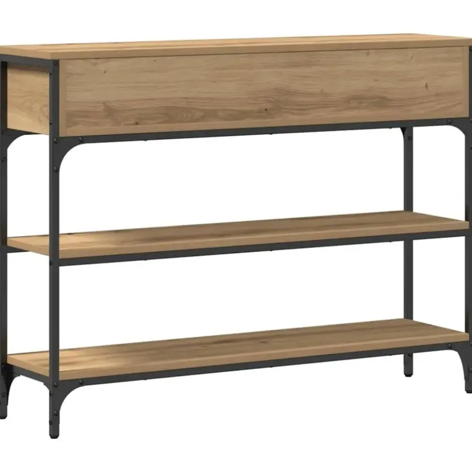 vidaXL - Sidetable met 2 lades 2 schappen - Artisanall eiken - 100x25x75 cm