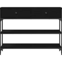 vidaXL - Sidetable met 2 lades 2 schappen - Zwart - Bewerkt hout - 100x25x75 cm