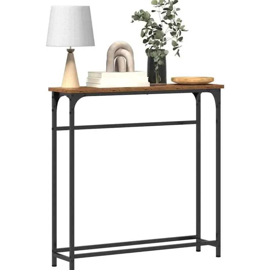 vidaXL - Sidetable - Oud hout - Gelaagd hout en metaal - 75x19.5x75 cm