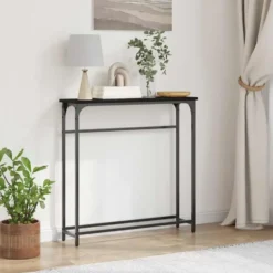 vidaXL - Sidetable - Zwart - Gelaagd hout en metaal - 75x19.5x75 cm