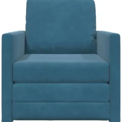 vidaXL Slaapbank inklapbaar met kussen - Blauw fluweel - 74x77x81 cm