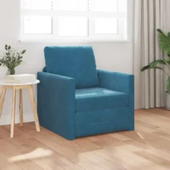 vidaXL Slaapbank inklapbaar met kussen - Blauw fluweel - 74x77x81 cm