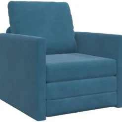vidaXL Slaapbank inklapbaar met kussen - Blauw fluweel - 74x77x81 cm