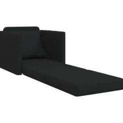 vidaXL Slaapbank inklapbaar met kussen - Zwart stof - 74x77x81 cm