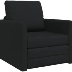 vidaXL Slaapbank inklapbaar met kussen - Zwart stof - 74x77x81 cm