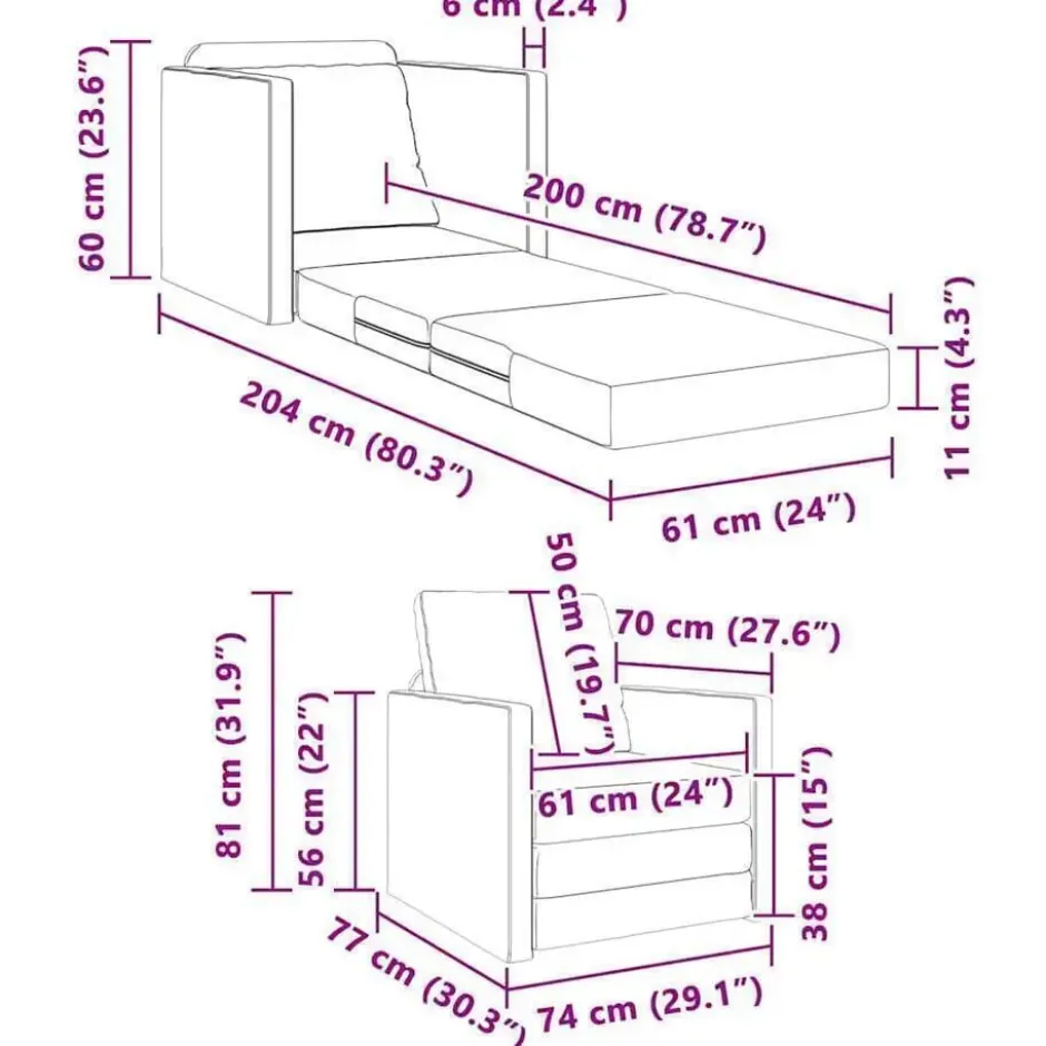 vidaXL Slaapbank inklapbaar met kussen - Donkergrijs fluweel - 74x77x81 cm