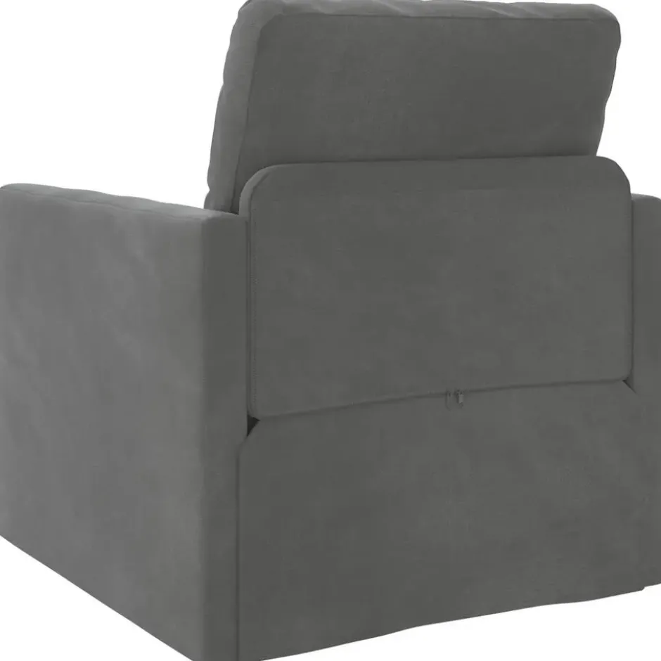 vidaXL Slaapbank inklapbaar met kussen - Donkergrijs fluweel - 74x77x81 cm