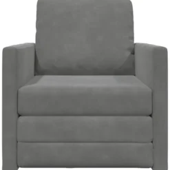vidaXL Slaapbank inklapbaar met kussen - Donkergrijs fluweel - 74x77x81 cm