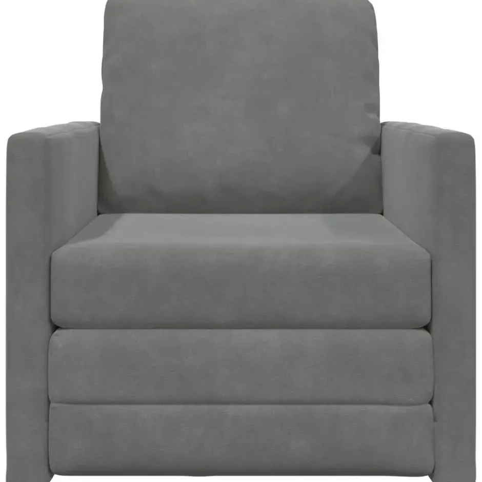 vidaXL Slaapbank inklapbaar met kussen - Donkergrijs fluweel - 74x77x81 cm
