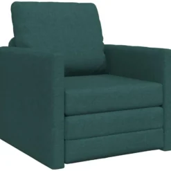 vidaXL Slaapbank inklapbaar met kussen - Donkergroen stof - 74x77x81 cm