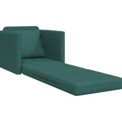 vidaXL Slaapbank inklapbaar met kussen - Donkergroen stof - 74x77x81 cm