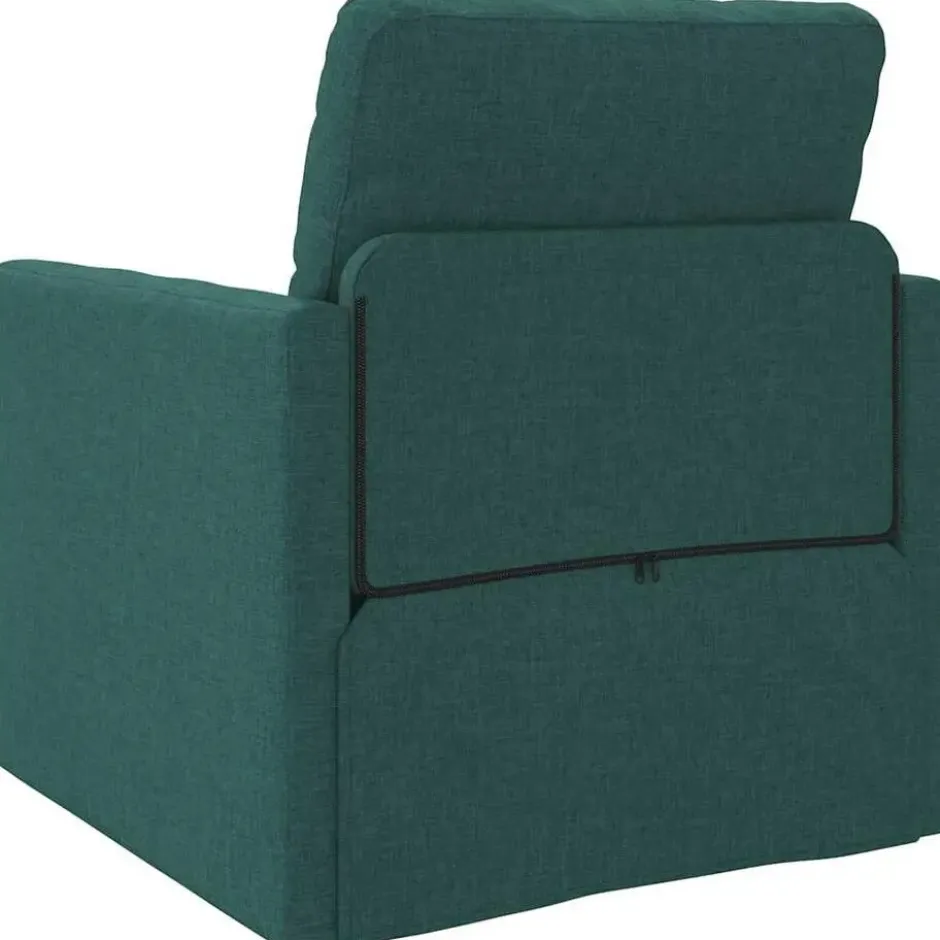 vidaXL Slaapbank inklapbaar met kussen - Donkergroen stof - 74x77x81 cm