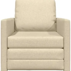 vidaXL Slaapbank inklapbaar met kussen - Crème stof - 74x77x81 cm