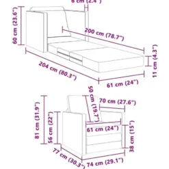 vidaXL Slaapbank inklapbaar met kussen - Crème stof - 74x77x81 cm