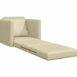 vidaXL Slaapbank inklapbaar met kussen - Crème stof - 74x77x81 cm