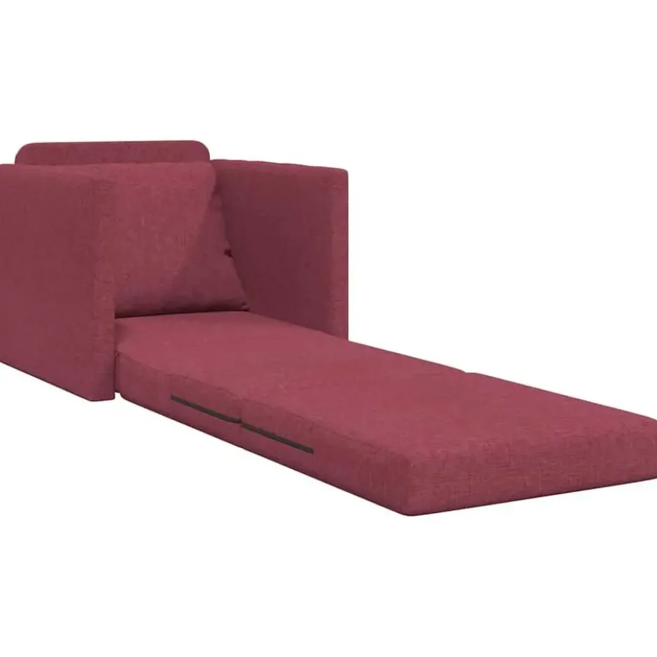 vidaXL Slaapbank inklapbaar met kussen - Wijnrood stof - 74x77x81 cm
