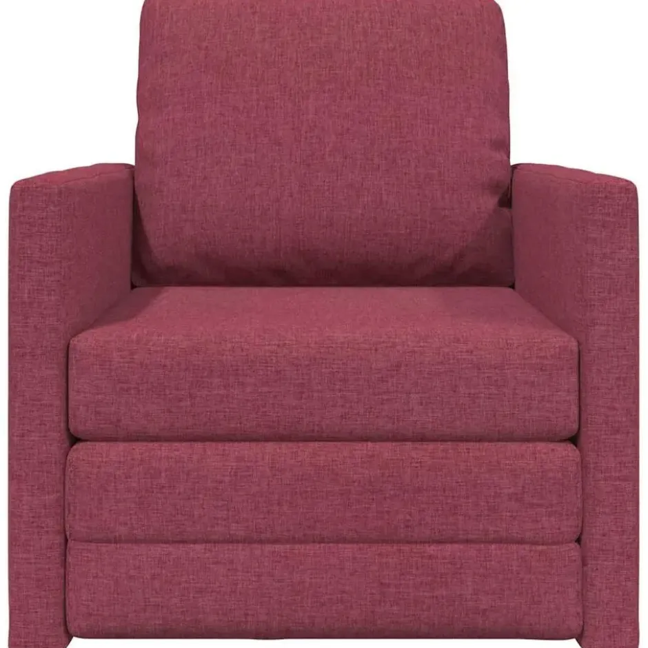 vidaXL Slaapbank inklapbaar met kussen - Wijnrood stof - 74x77x81 cm