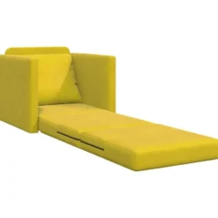 vidaXL Slaapbank inklapbaar met kussen - Donkergeel fluweel - 74x77x81 cm