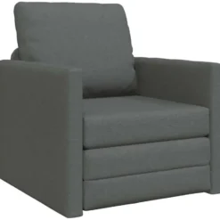 vidaXL Slaapbank inklapbaar met kussen - Donkergrijs stof - 74x77x81 cm
