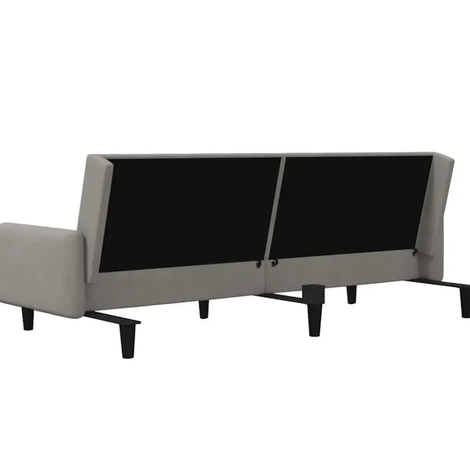 vidaXL Slaapbank met armleuningen en Klik-klak - Lichtgrijs fluweel - 220 cm
