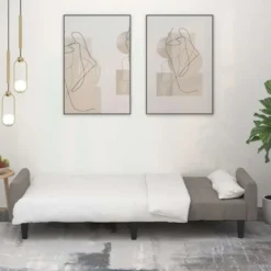 vidaXL Slaapbank met armleuningen en Klik-klak - Lichtgrijs fluweel - 220 cm