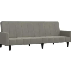 vidaXL Slaapbank met armleuningen en Klik-klak - Lichtgrijs fluweel - 220 cm