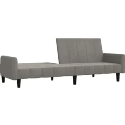 vidaXL Slaapbank met armleuningen en Klik-klak - Lichtgrijs fluweel - 220 cm
