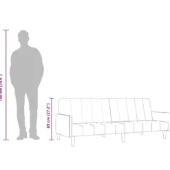 vidaXL Slaapbank met armleuningen en Klik-klak - Lichtgrijs fluweel - 220 cm