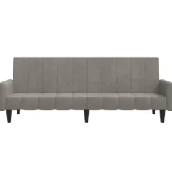 vidaXL Slaapbank met armleuningen en Klik-klak - Lichtgrijs fluweel - 220 cm