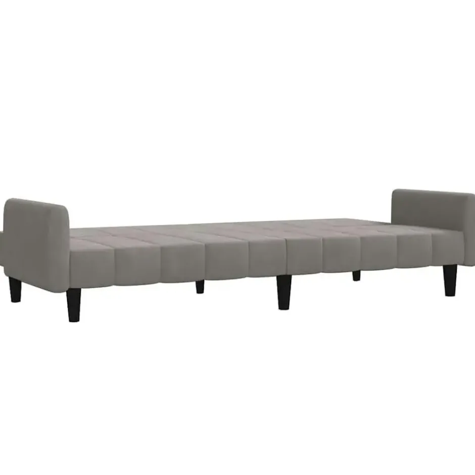 vidaXL Slaapbank met armleuningen en Klik-klak - Lichtgrijs fluweel - 220 cm