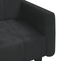 vidaXL Slaapbank met armleuningen en Klik-klak - Zwart fluweel - 220 cm