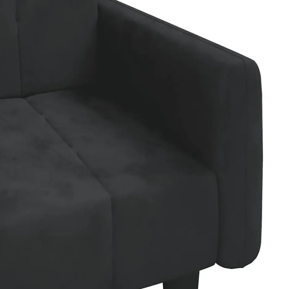 vidaXL Slaapbank met armleuningen en Klik-klak - Zwart fluweel - 220 cm
