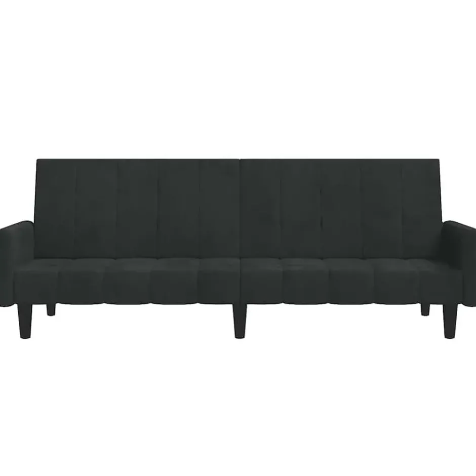vidaXL Slaapbank met armleuningen en Klik-klak - Zwart fluweel - 220 cm