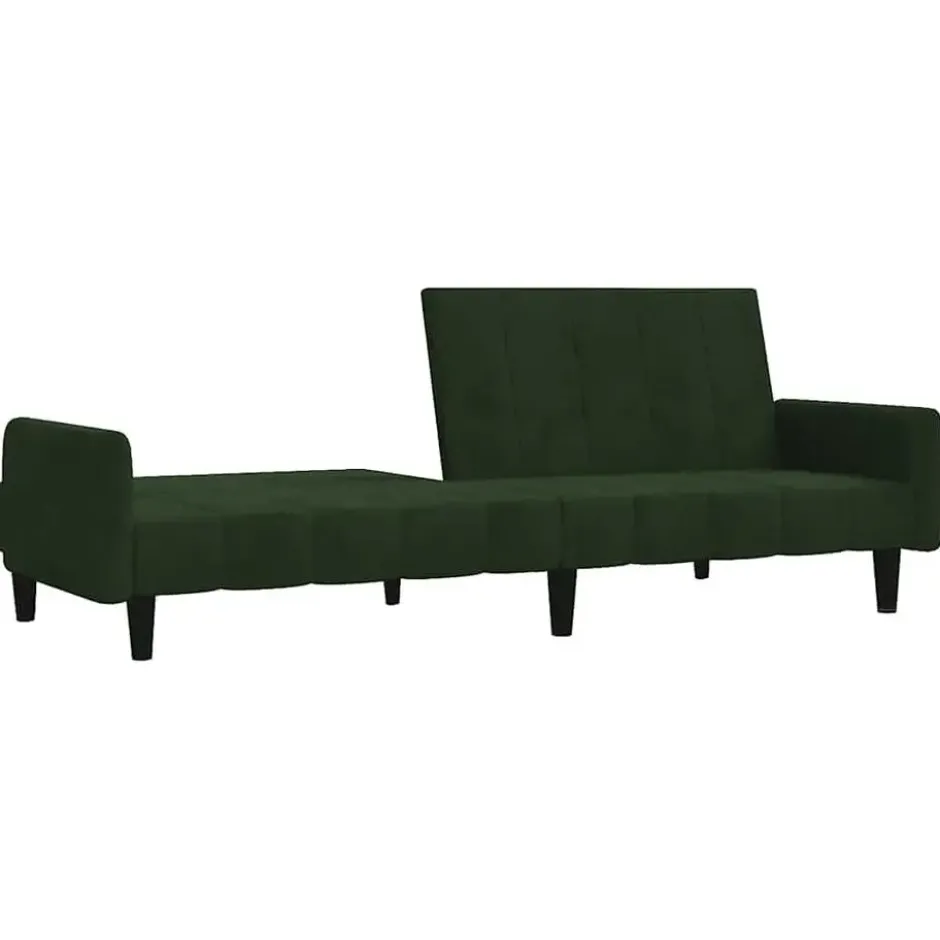 vidaXL Slaapbank met armleuningen en Klik-klak - Donkergroen fluweel - 220 cm