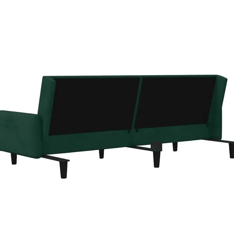 vidaXL Slaapbank met armleuningen en Klik-klak - Donkergroen fluweel - 220 cm