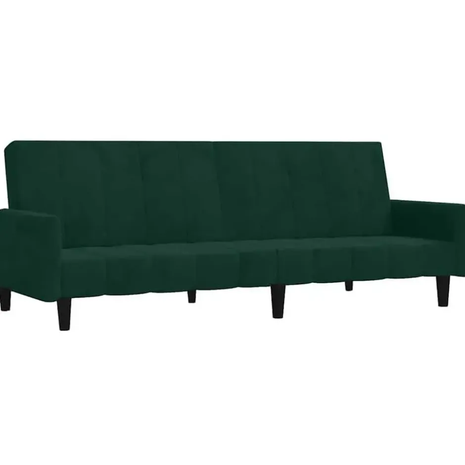 vidaXL Slaapbank met armleuningen en Klik-klak - Donkergroen fluweel - 220 cm