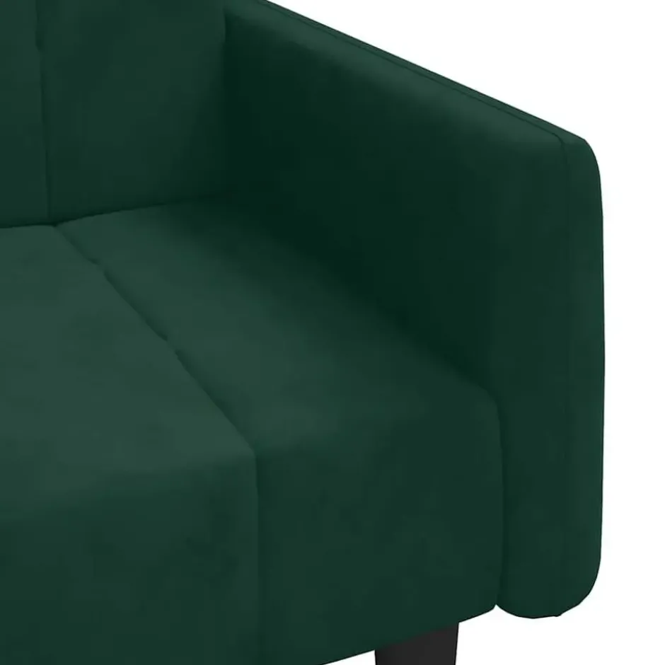 vidaXL Slaapbank met armleuningen en Klik-klak - Donkergroen fluweel - 220 cm