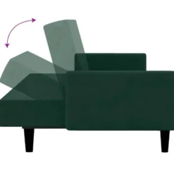 vidaXL Slaapbank met armleuningen en Klik-klak - Donkergroen fluweel - 220 cm