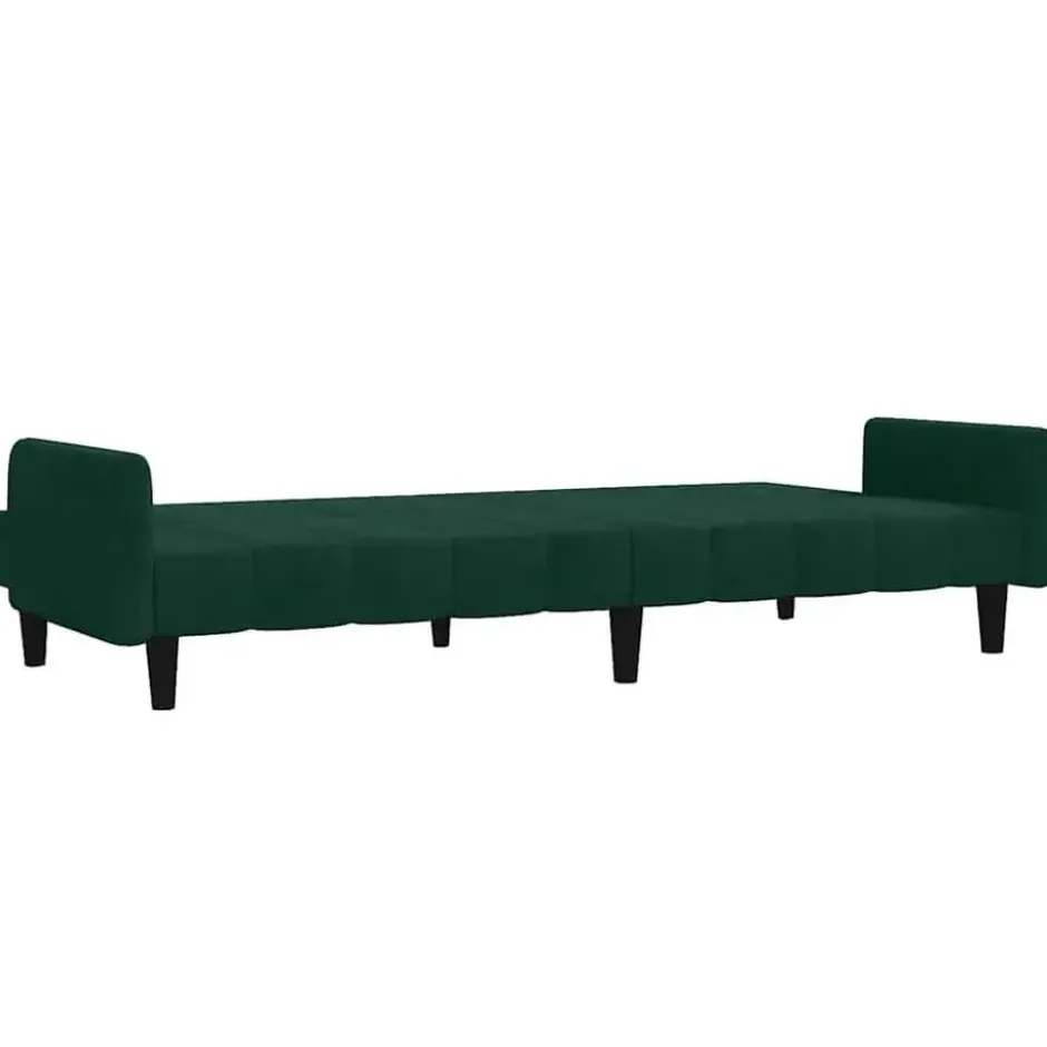 vidaXL Slaapbank met armleuningen en Klik-klak - Donkergroen fluweel - 220 cm