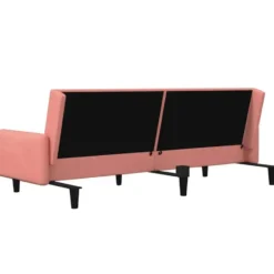 vidaXL Slaapbank met armleuningen en Klik-klak - Roze fluweel - 220 cm