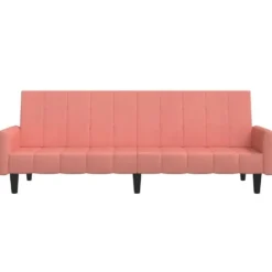 vidaXL Slaapbank met armleuningen en Klik-klak - Roze fluweel - 220 cm