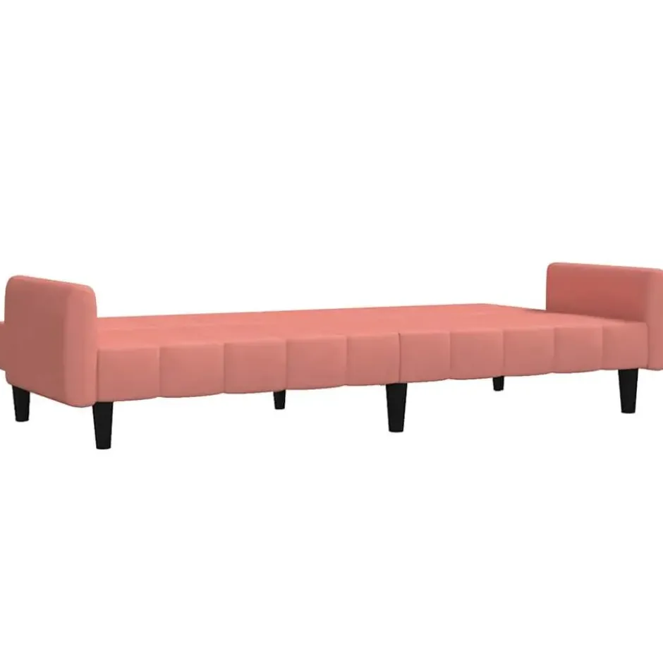 vidaXL Slaapbank met armleuningen en Klik-klak - Roze fluweel - 220 cm