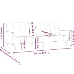 vidaXL Slaapbank met armleuningen en Klik-klak - Roze fluweel - 220 cm