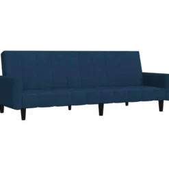 vidaXL Slaapbank met armleuningen en Klik-klak - Blauw fluweel - 220 cm