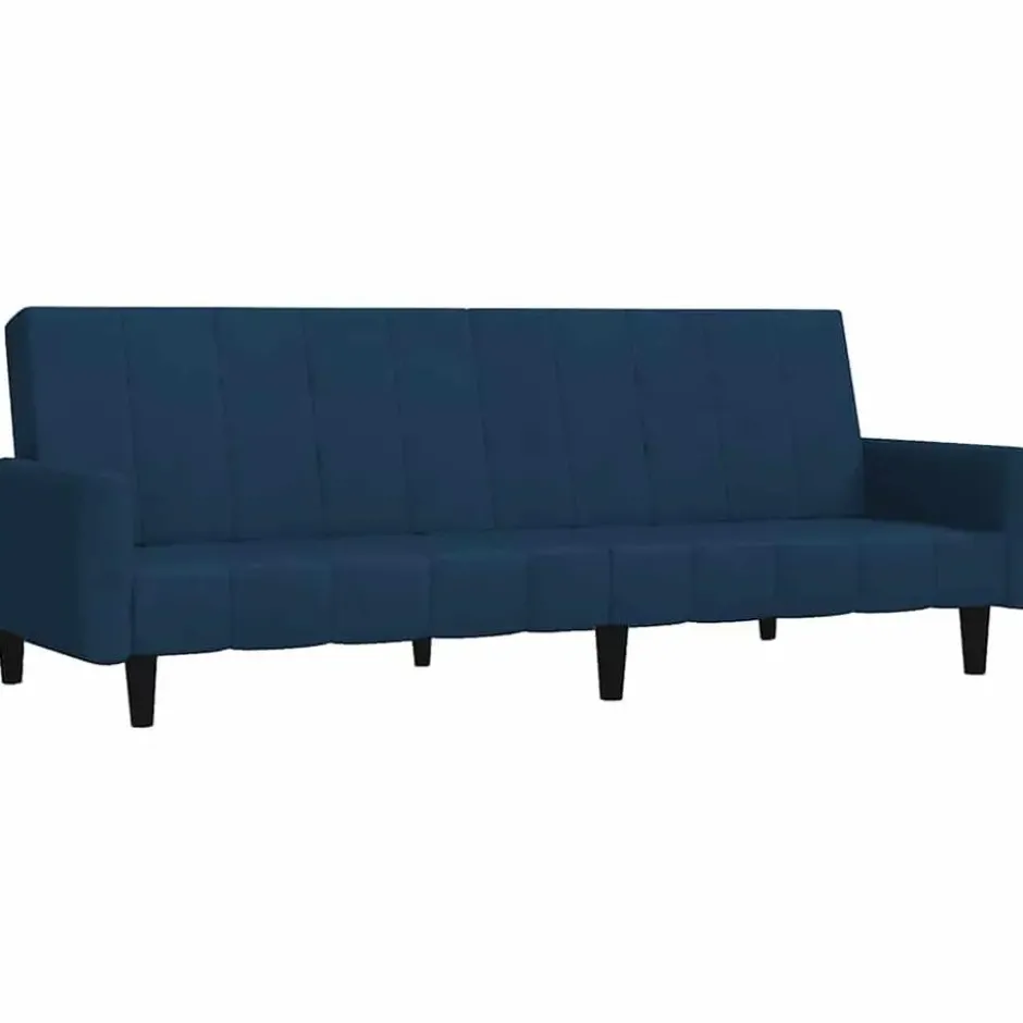 vidaXL Slaapbank met armleuningen en Klik-klak - Blauw fluweel - 220 cm