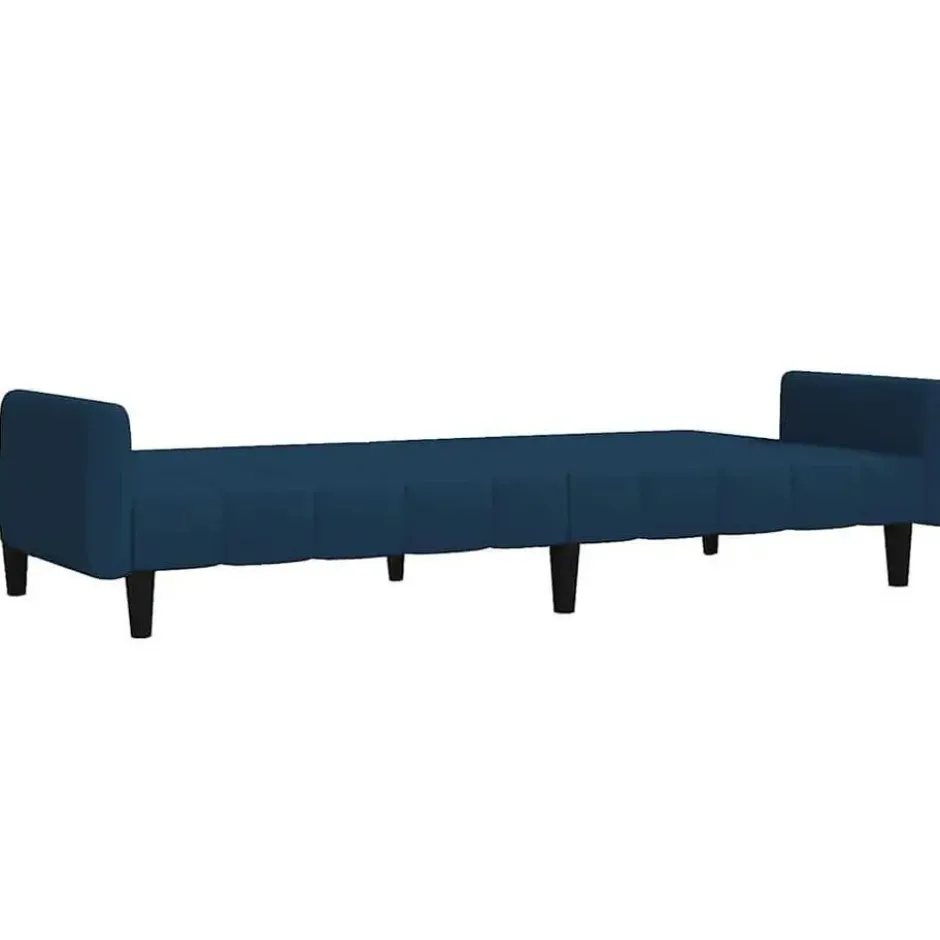 vidaXL Slaapbank met armleuningen en Klik-klak - Blauw fluweel - 220 cm