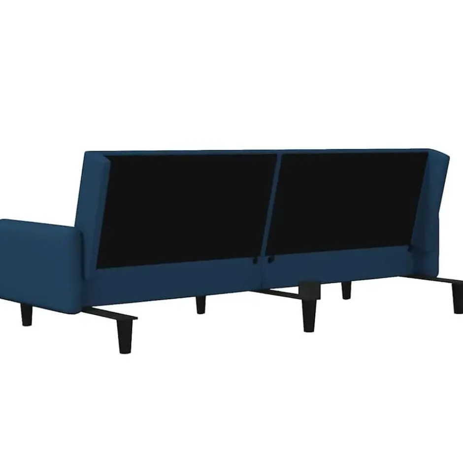 vidaXL Slaapbank met armleuningen en Klik-klak - Blauw fluweel - 220 cm